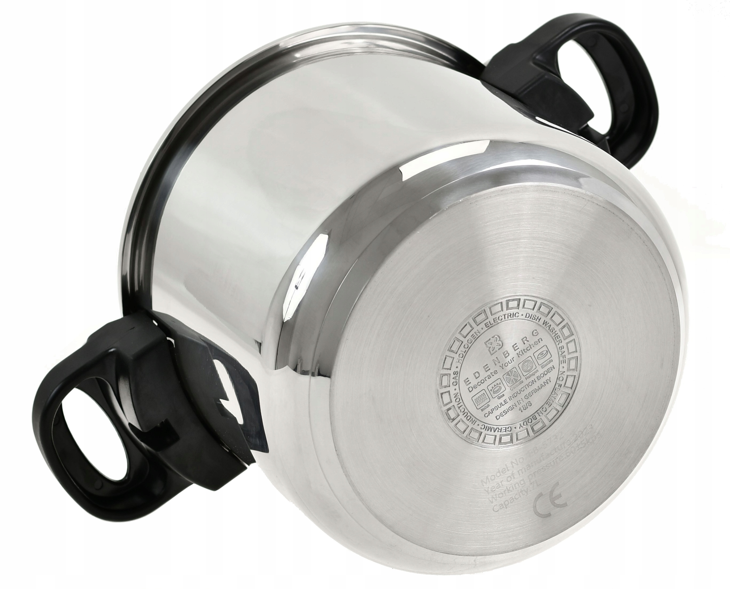 Szybkowar ciśnieniowy garnek stalowy Edenberg 9 l srebrny Kolor srebrny