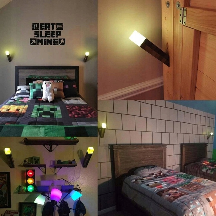 MINECRAFT OZDOBA POCHODNIA NA STOLIK ŚCIANĘ POLSKA Kolor dominujący beże i brązy