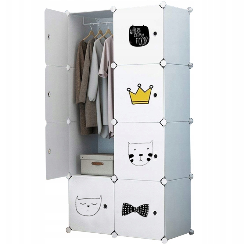 Skříň Sloupek Šatní Skříň Bílá Police Regál