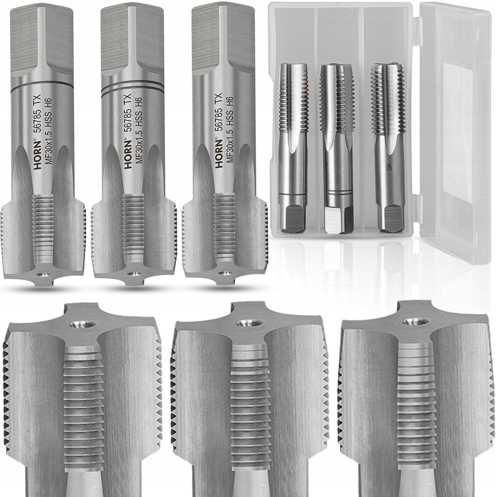 Závitník M30 Hss Závit MF30x1.50 mm Komplet 3ks Sada Závitníků