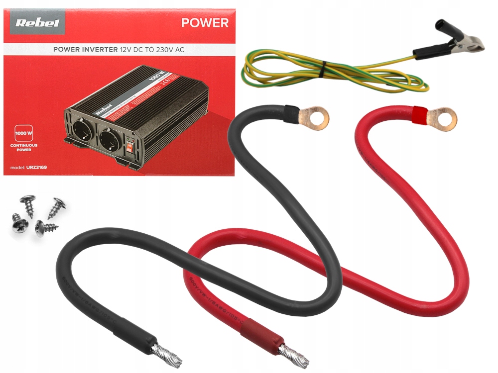 PRZETWORNICA SAMOCHODOWA NAPIĘCIA 12V 230V 2000W Moc użytkowa 1000 W