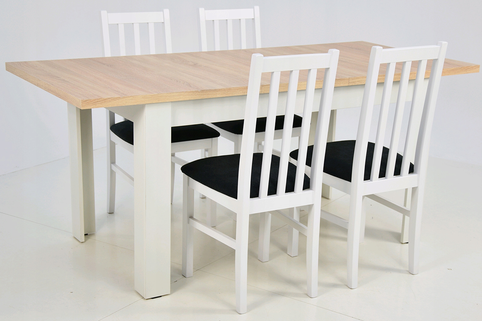 Modny zestaw STÓŁ rozkładany i 4 krzesła BIAŁE Marka Grande