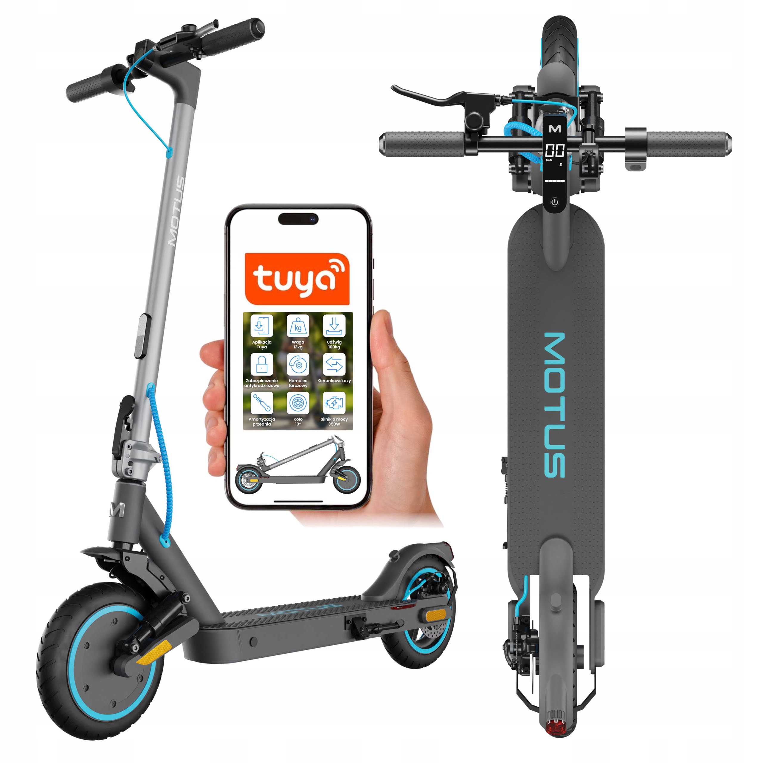 Hulajnoga elektryczna Motus Scooty 10 Elite 350 W aplikacja Tuya bluetooth
