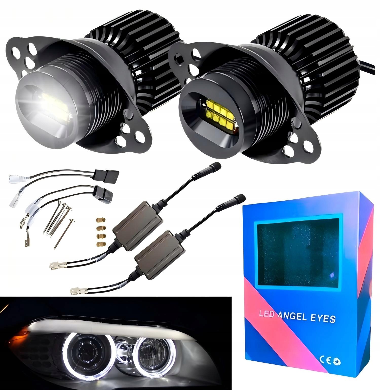 Zestaw 2x Led Marker Bmw E90 E91 LCi polift ringi mocne 160 Watt żarówka