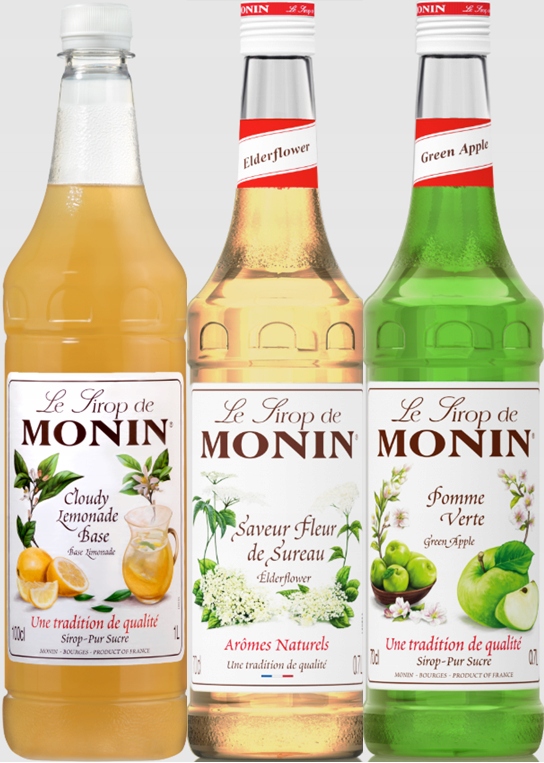 Zestaw letni do lemoniad i drinków Monin Cloudy, Kwiat bzu, Zielone jabłko