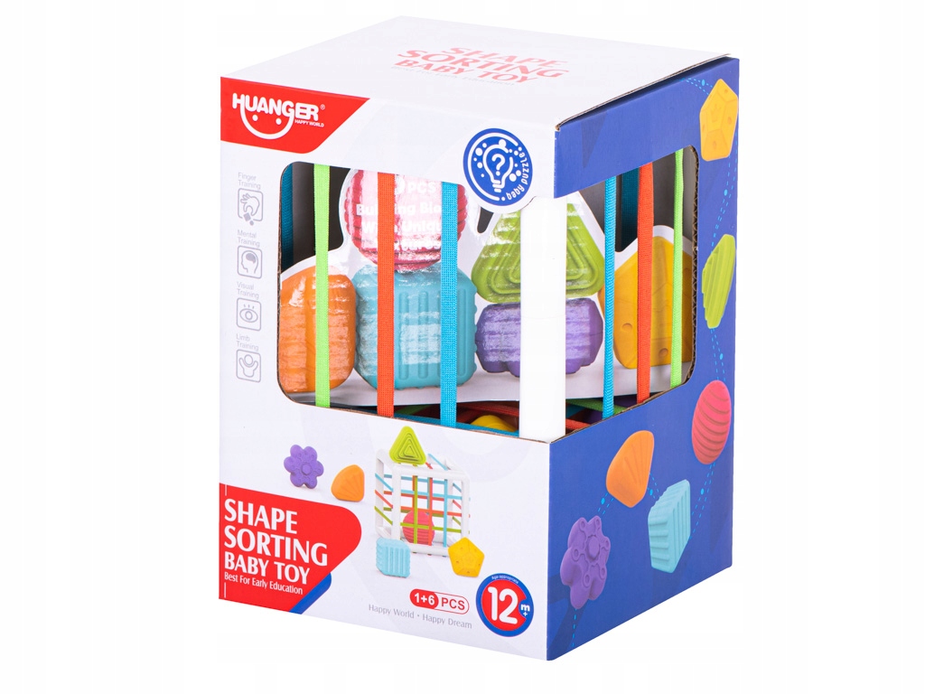 SORTER KOSTKA SENSORYCZNA ELASTYCZNA WTYKANA EDUKACYJNA UKŁADANKA KLOCKI Materiał plastik