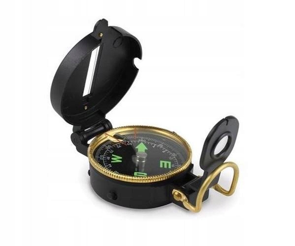 KOMPAS RĘCZNY KIESZONKOWY BUSOLA Z NAMIERNIKIEM Linijka milimetrowa