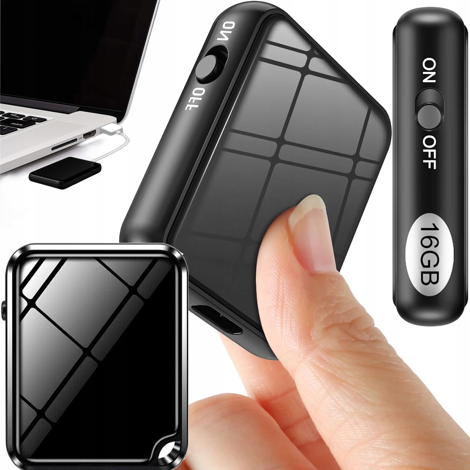 Mini Špionážní Diktafon Odposlech Detekce 16GB MP3 Aktivace Hlasem