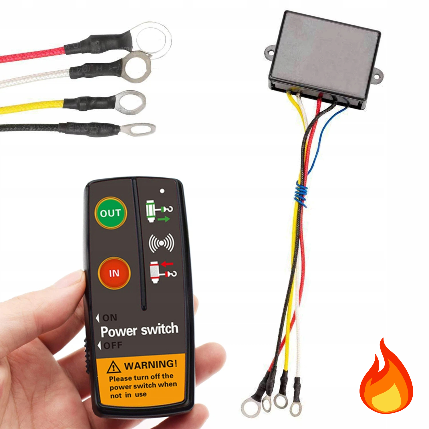 12V Bezdrátový Dálkový Ovladač Pro Naviják, Voděodolný, S Led Indikátorem