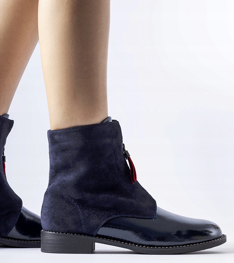 Hers Granatowe ocieplane lakierowane botki r. 40 Rozmiar 40