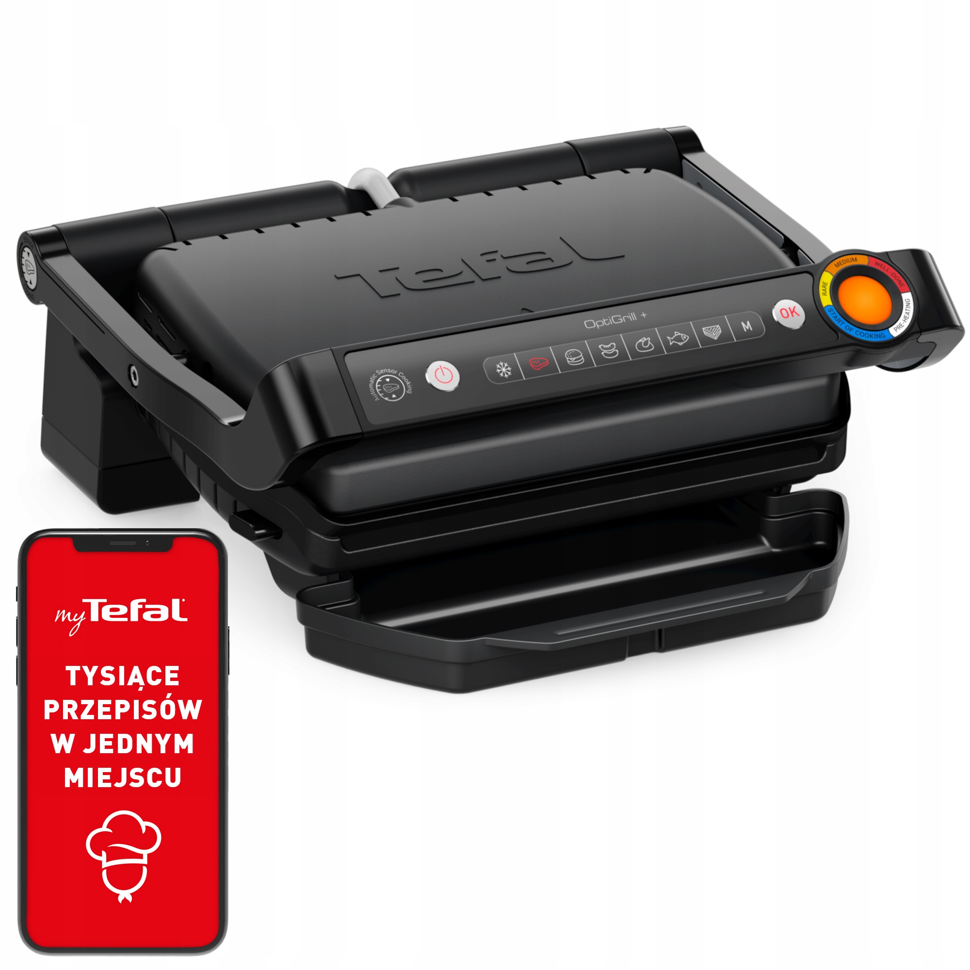 Grill elektryczny opiekacz Optigrill+ GC717810 2000 W składany czarny