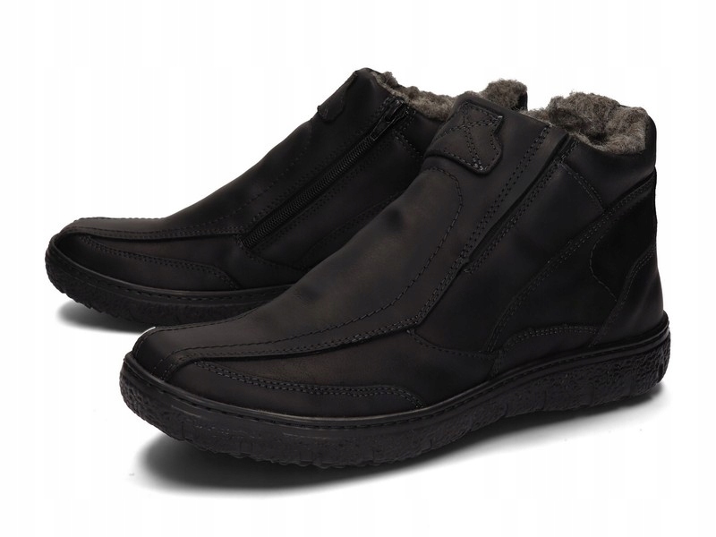OBUWIE ZIMOWE MĘSKIE KOZAKI SKÓRA 151 CZARNY 44