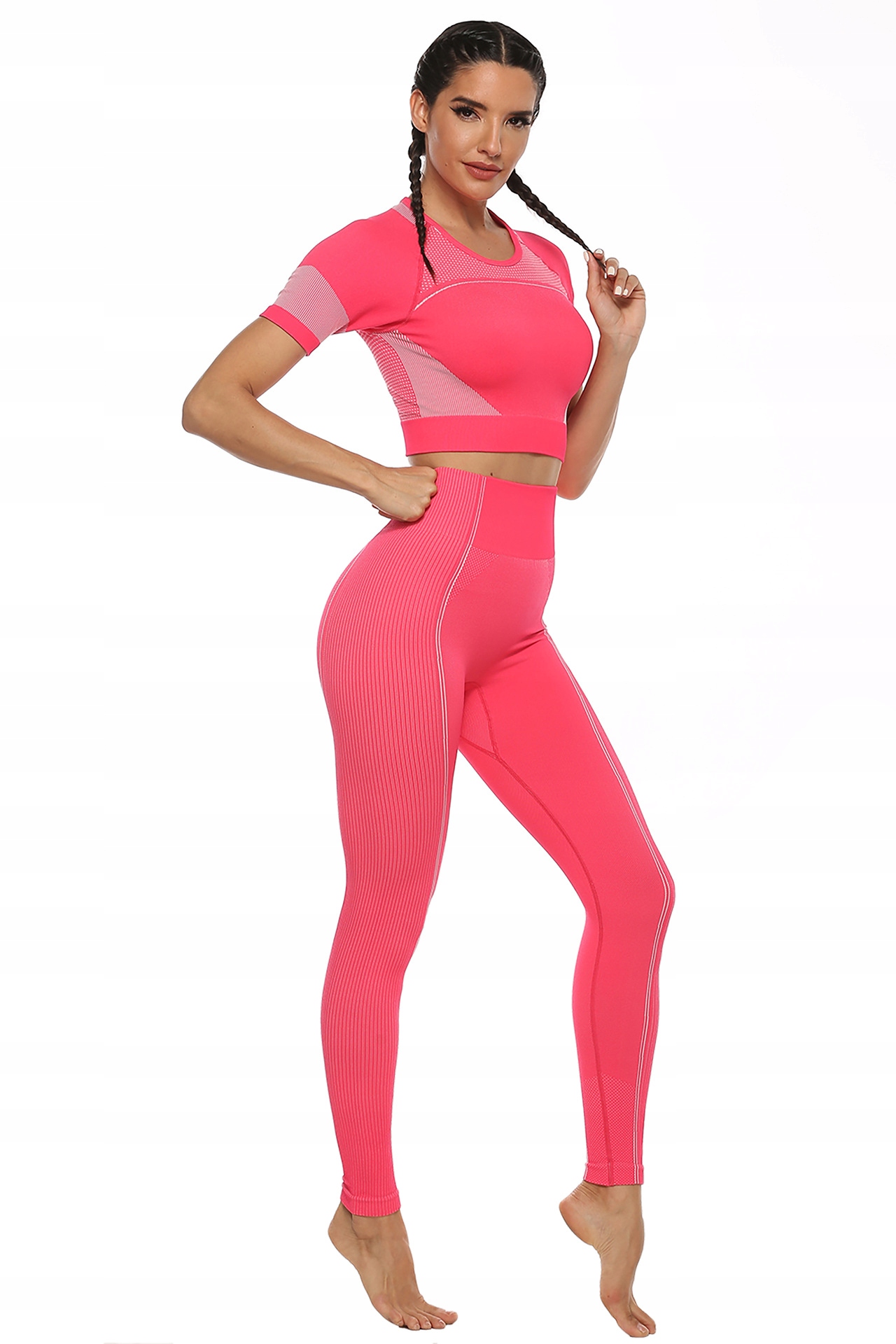 ZESTAW SPORTOWY TOP LEGGINSY BEZSZWOWE Z9601 S Płeć kobieta