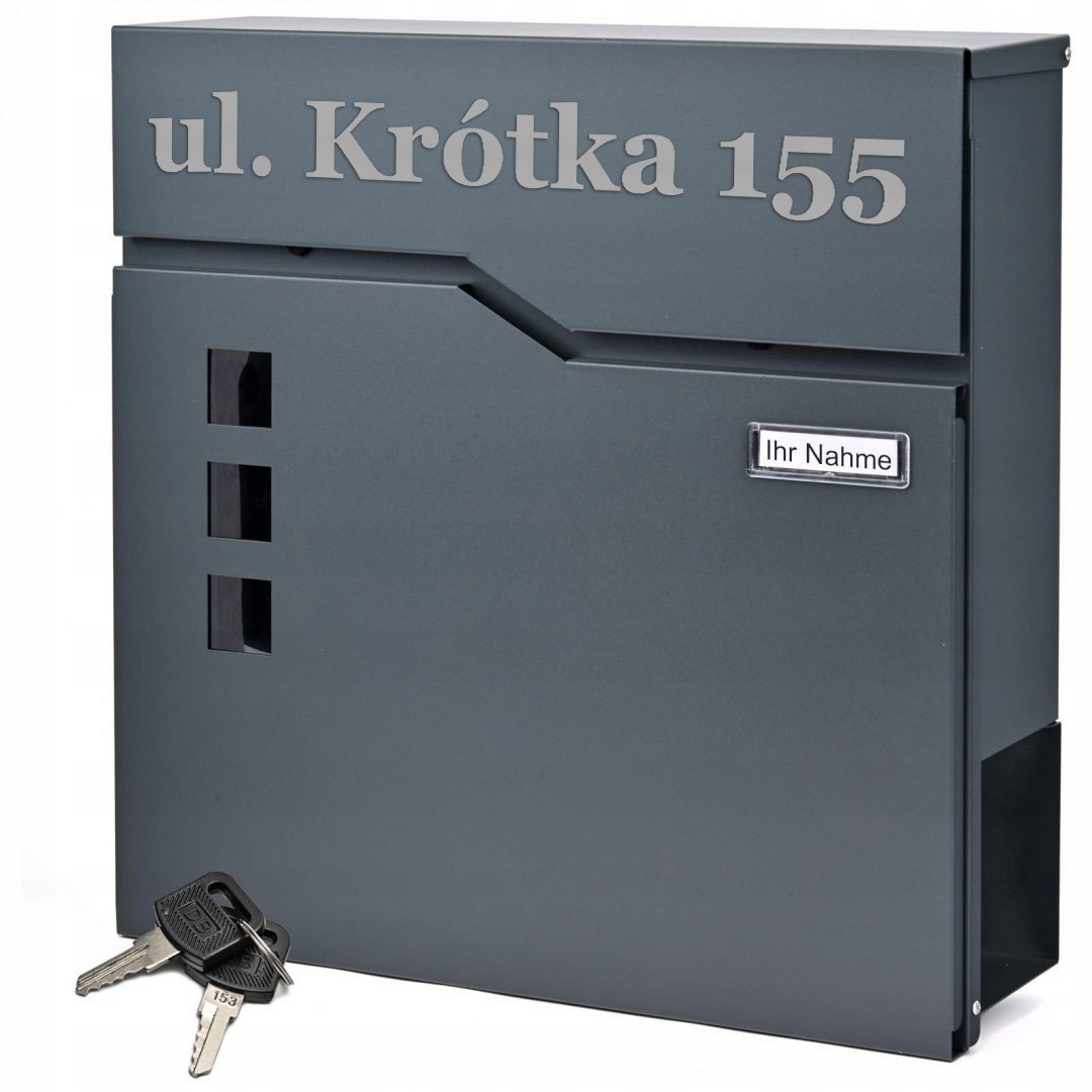 Poštovní Schránka Na Dopisy A Noviny Antracit Pro Tuba S Nápisem Adresa