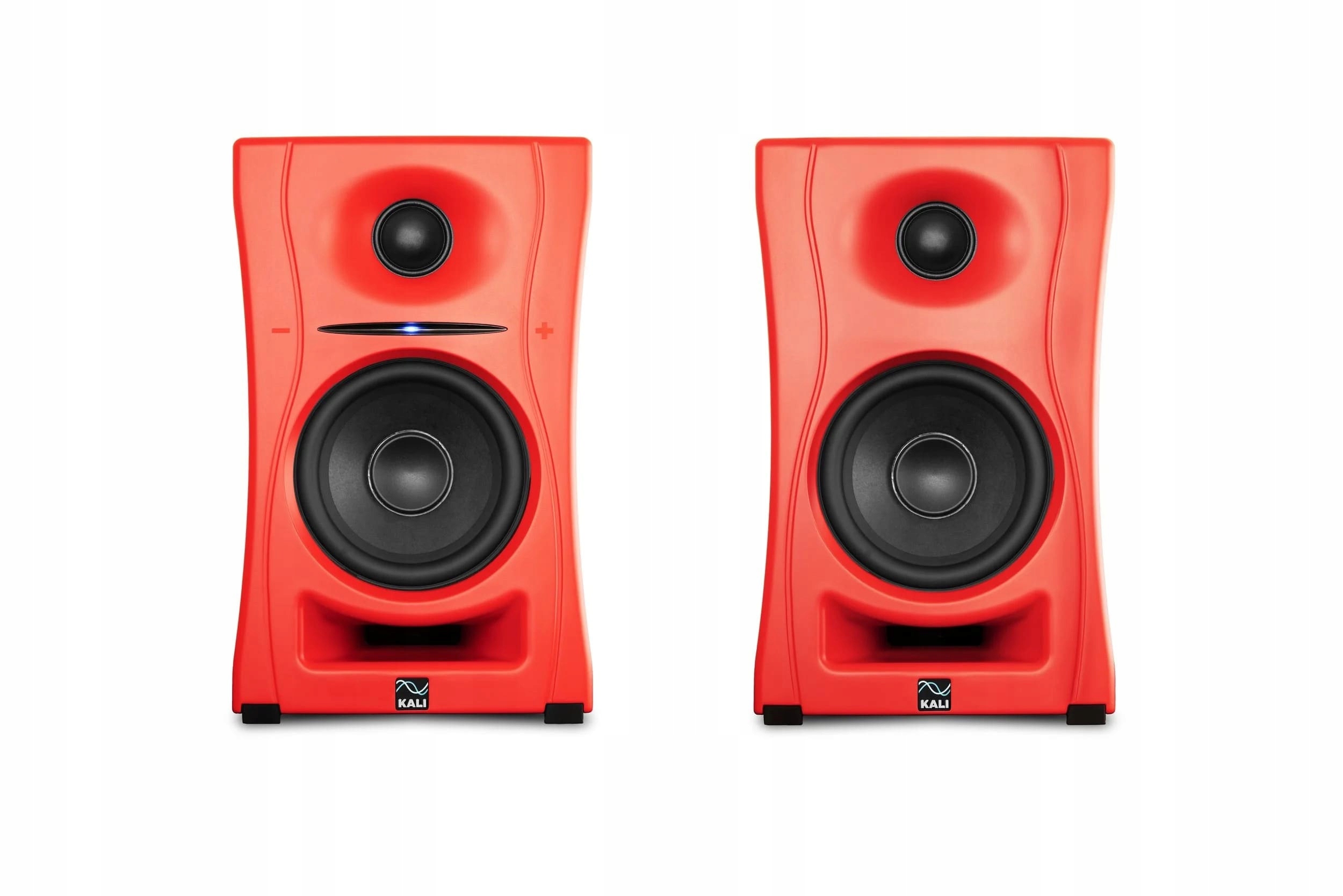 Dvojice červených poslechových monitorů Kali Audio Lp-unf R