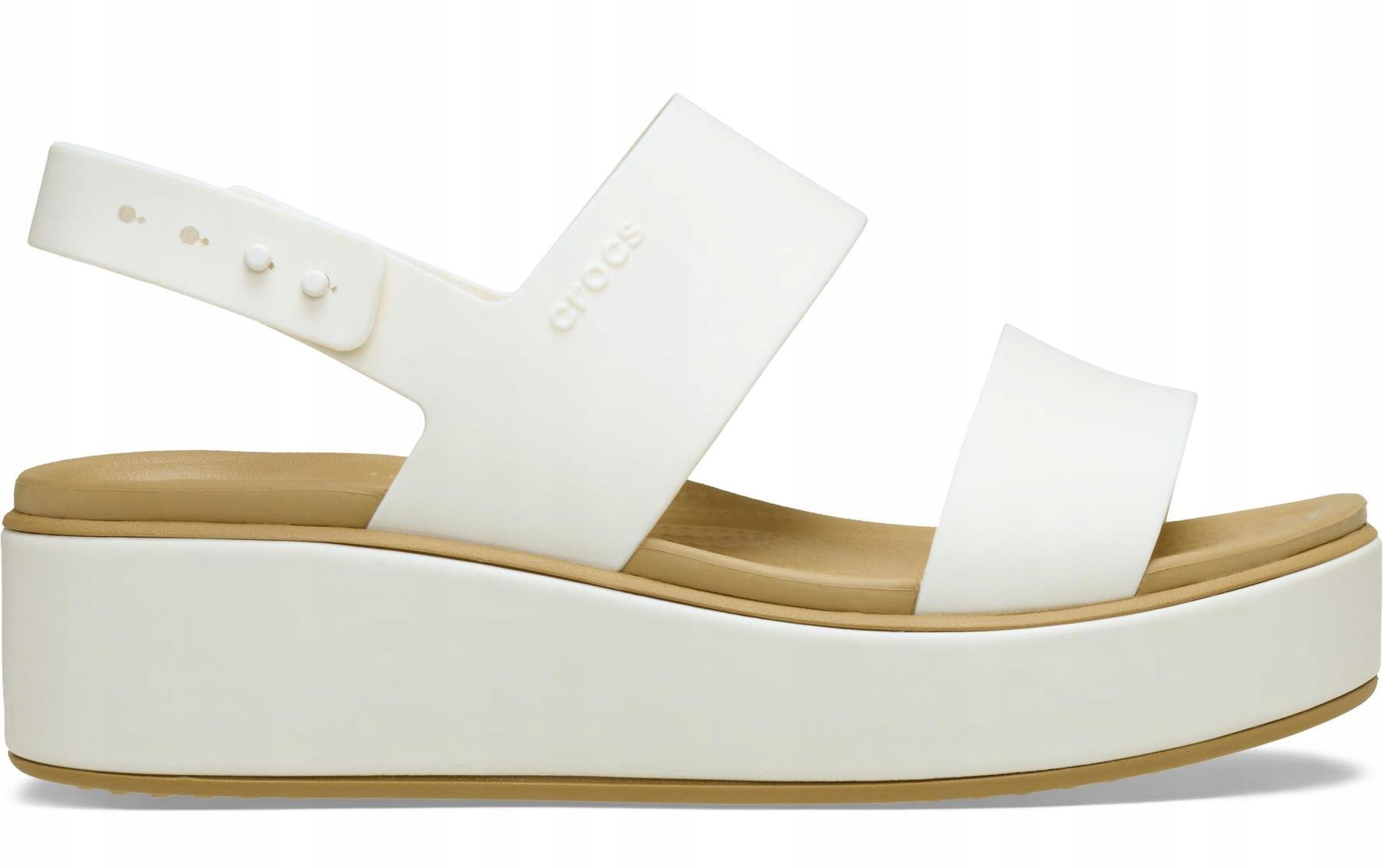 Dámské Sandály Crocs Brooklyn Matte Wrap Low Wedge Koturn Bílé 37-38 W7