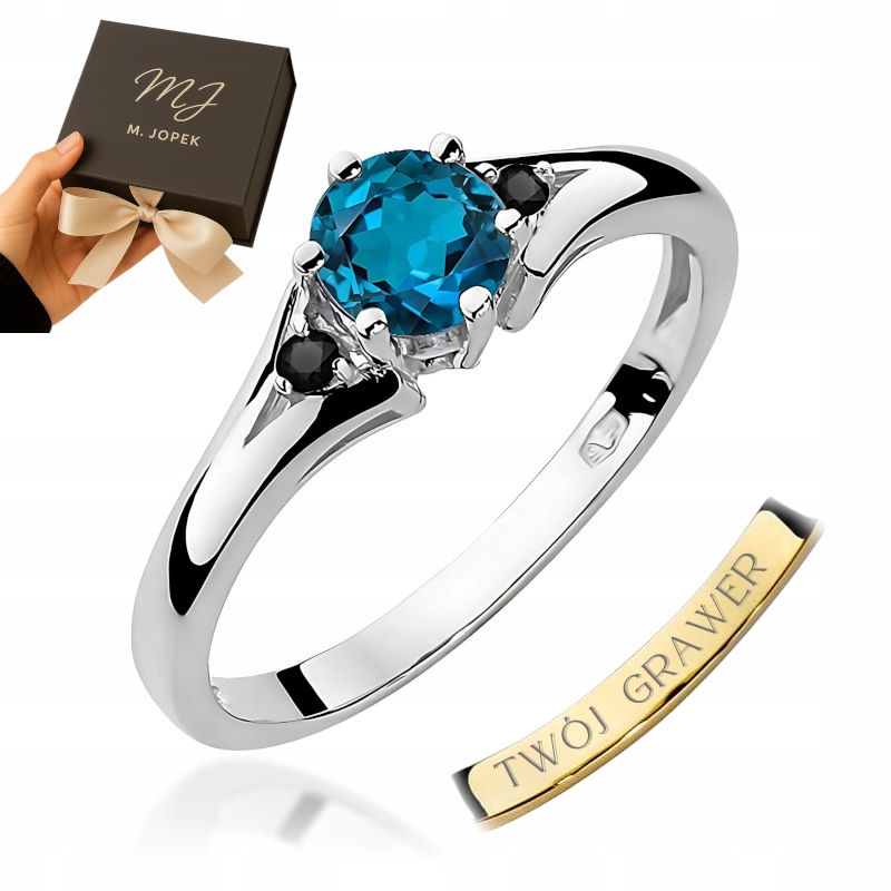 Prstýnek Bílé Zlato 585 S Topazem 0,50 ct Diamanty