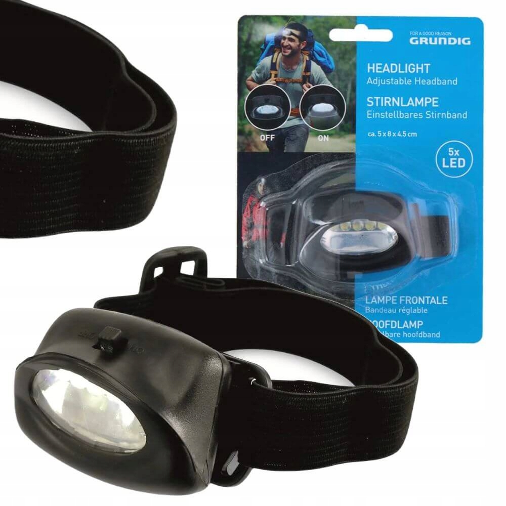 Latarka Czołowa 5 LED Czołówka Warsztatowa Lampka Rowerowa na Głowę Czoło