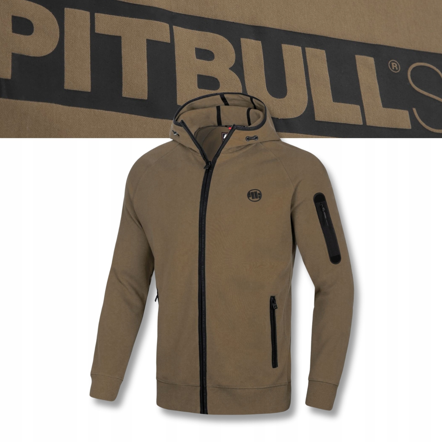 Pánská Rozepínací mikina s kapucí Pitbull Sportovní s potiskem
