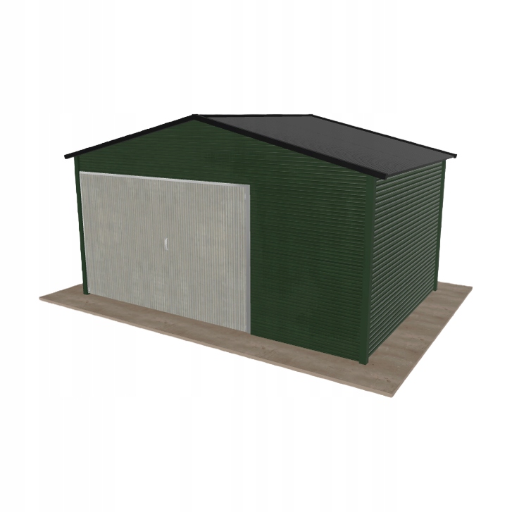 Plechová garáž 4.5 x 3 m, jednopolohová, dvouspádová, zelená