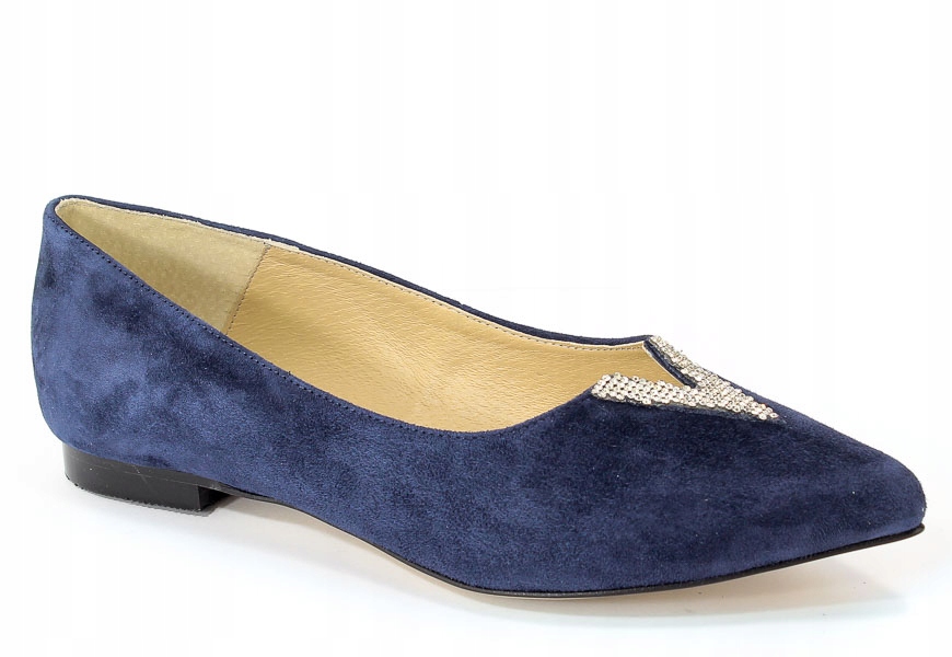 Prestige 922 modré dámské baleríny z přírodní semišové kůže, velikost 37