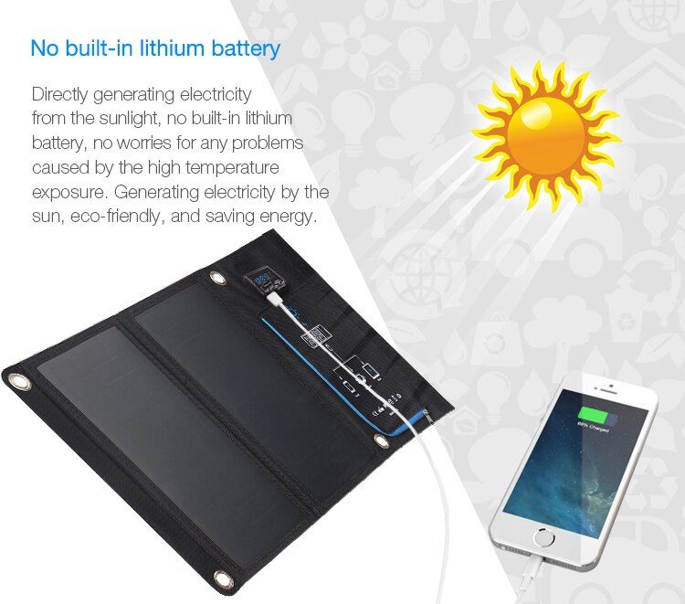 Сонячний зарядний пристрій для мобільного телефону Сонячна панель 15 Вт Потужність 15 Вт