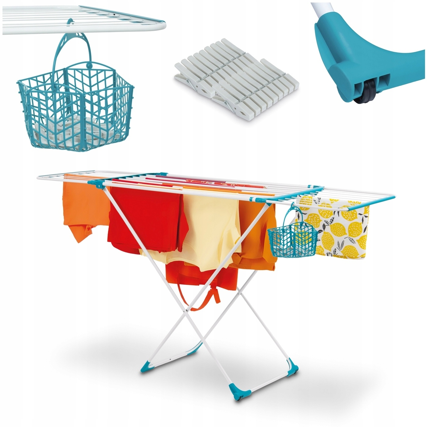 Suszarka pranie Teleskopowa wolnostojąca Koszykiem Tadar Aves 176x55x94cm