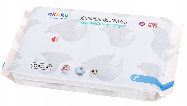 AKUKU Pachnące WORECZKI NA ZUŻYTE PIELUSZKI 100szt Liczba sztuk w opakowaniu 100 szt.