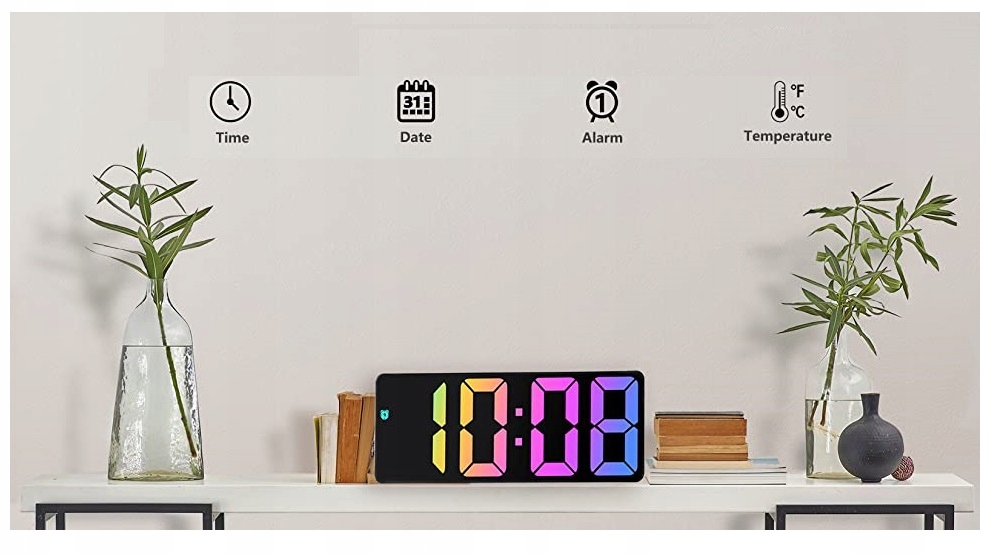 ZEGAR ELEKTRONICZNY LED BUDZIK ZEGAREK Z ALARMEM KOLOR B Marka inna