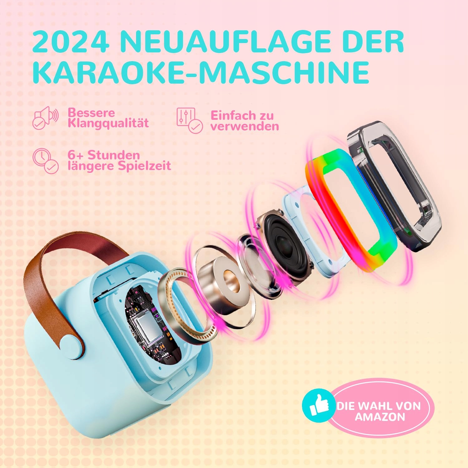 VOLLKLANG Karaoke Dla Dzieci Z 2 Mikrofonami Zestaw Prezent Dla Dzieci — miniatura 2