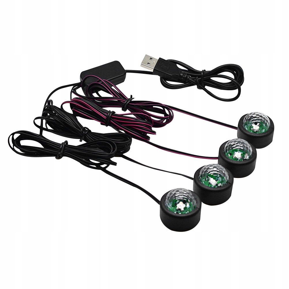 RÓŻNE KOLOROWE SAMOCHODOWE ŚWIATŁO AMBIENTOWE LAMPKA GŁOSOWA LED USB