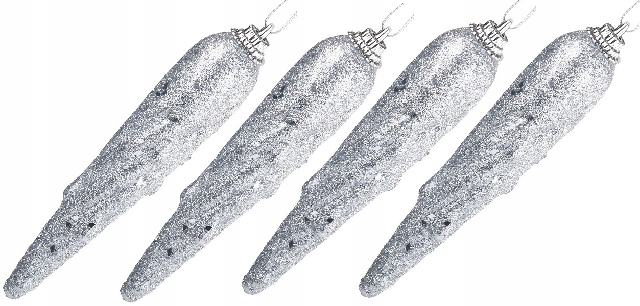 SOPLE SREBRNE ZAWIESZKI CHOINKA BOMBKI SOPEL 4 SZT