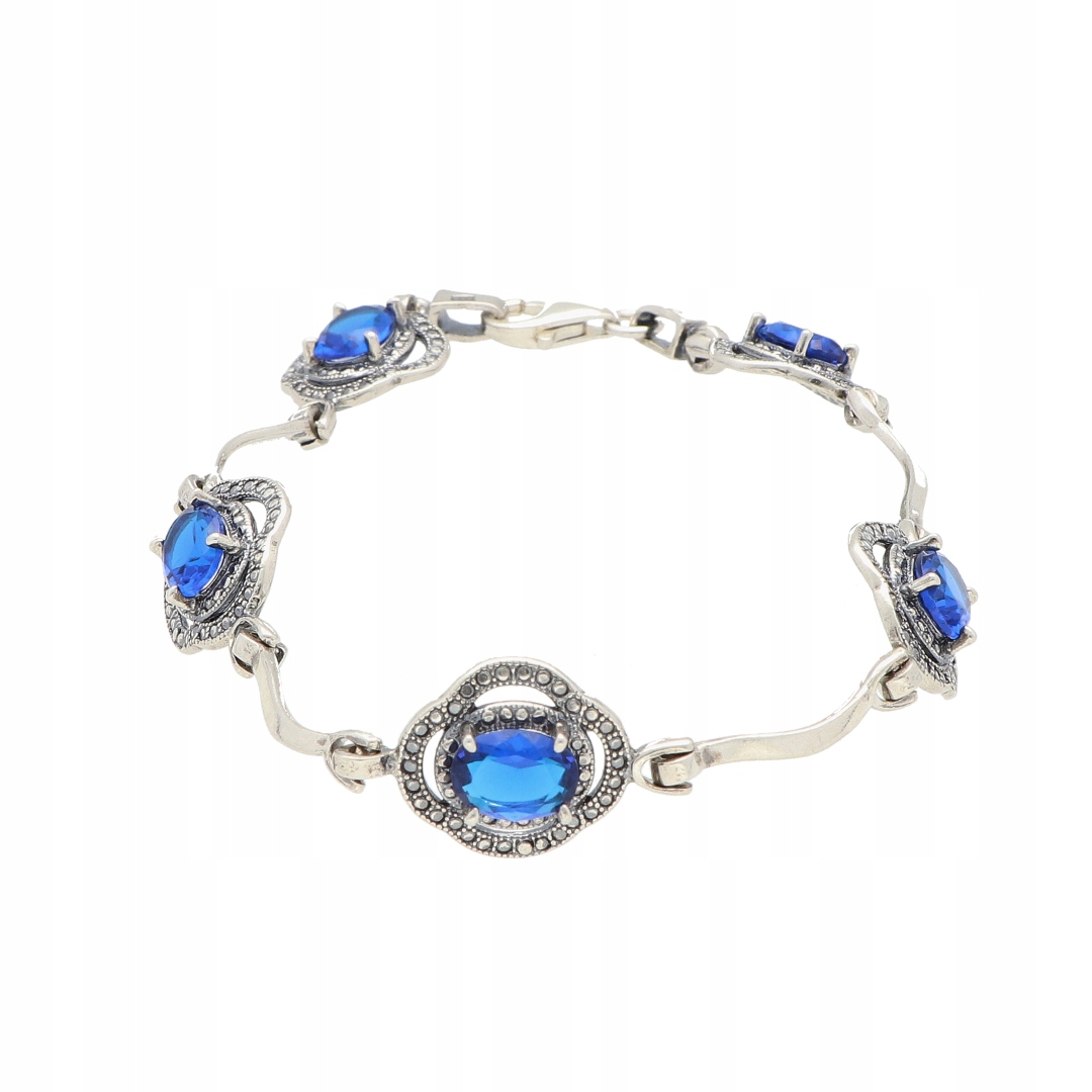 Náramek s modrou zirkonií stříbro