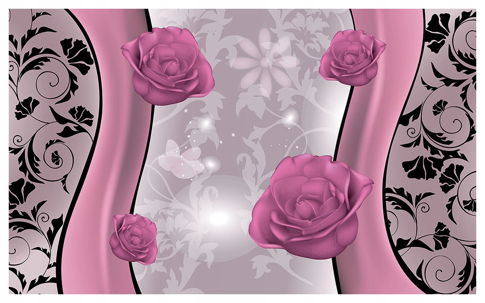 Vliesová fototapeta Růžové růže Černo-růžové květy 368x254 lepidlo