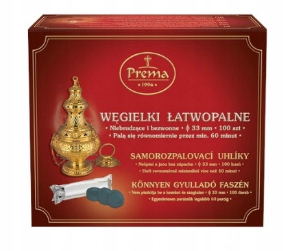 

Węgielki Trybularzowe Prema 33mm Pudełko 100szt