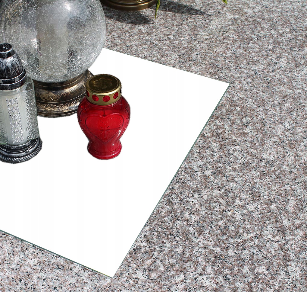 SZKLANA PODSTAWKA POD ZNICZE KWIATY 60x52 BIAŁA na CMENTARZ Wysokość produktu 0.4 cm