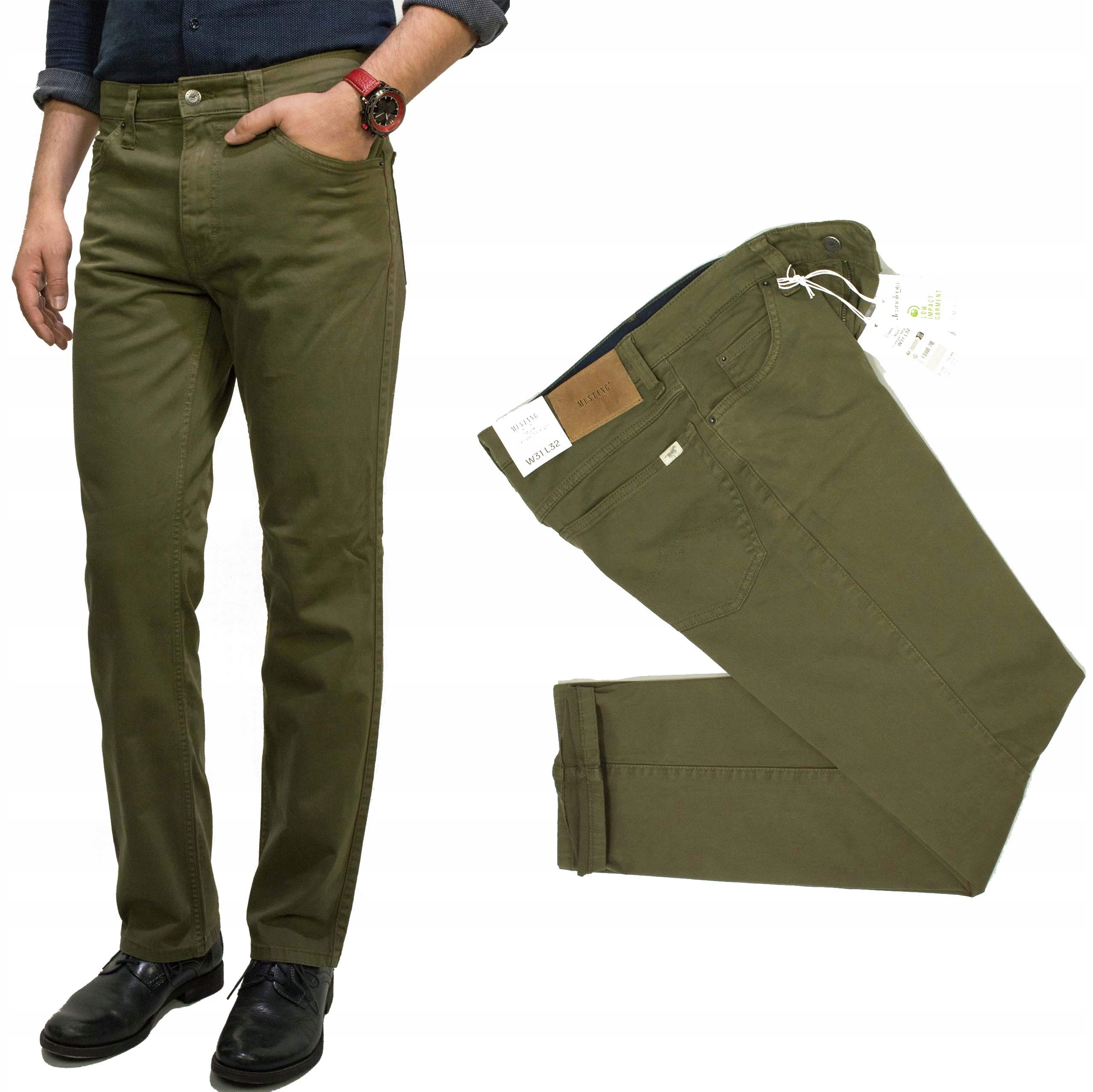 Mustang Tramper Straight Ivy Green 6421 męskie spodnie klasyczne W33 L32