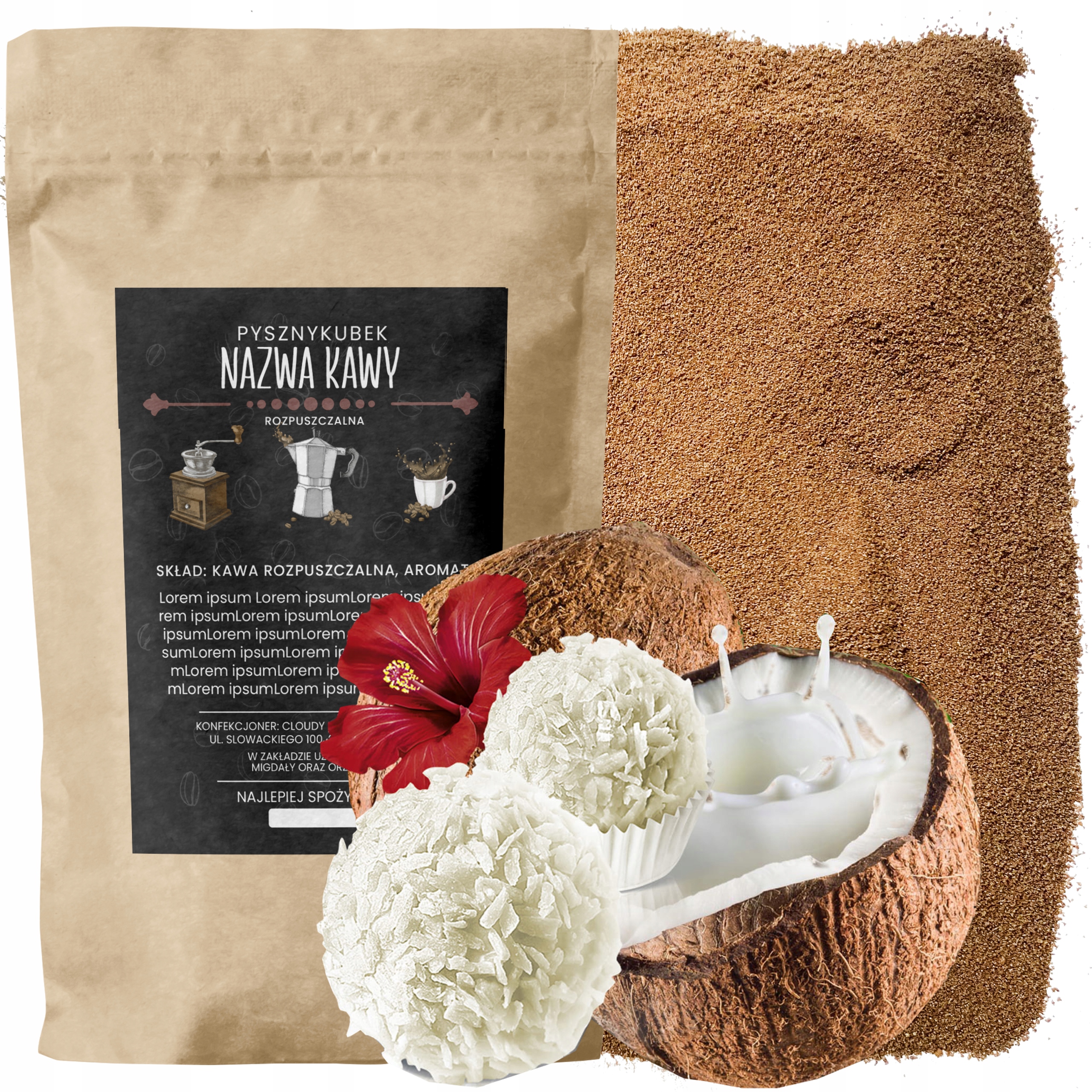 Kawa Rozpuszczalna smakowa Rafaello 1000g kokos migdał