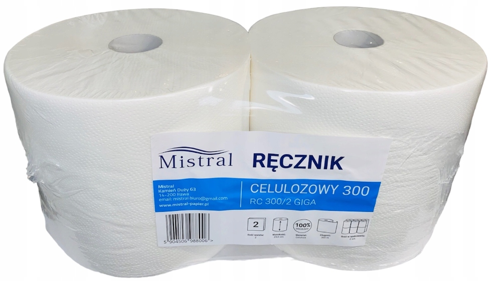 Levně Papírový ručník Bílý 1200 m Čisticí Utěrka 10 kg papíru Neprašný 4x300 m