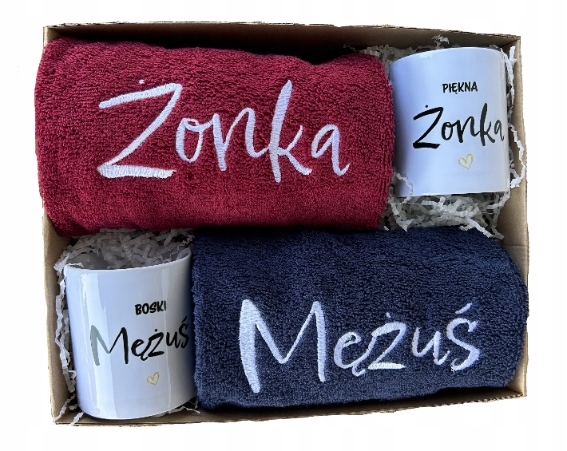 Dárek Na Svatba Hrnky Ručníky Dárková Sada Na Svatba Manžel Manželka Dárek