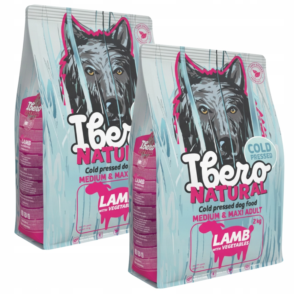 Levně Krmivo pro psy středních a velkých plemen jehněčí 2×2 kg Ibero Cold Press Lamb