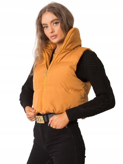 

Kamizelka pikowana krótka musztardowa