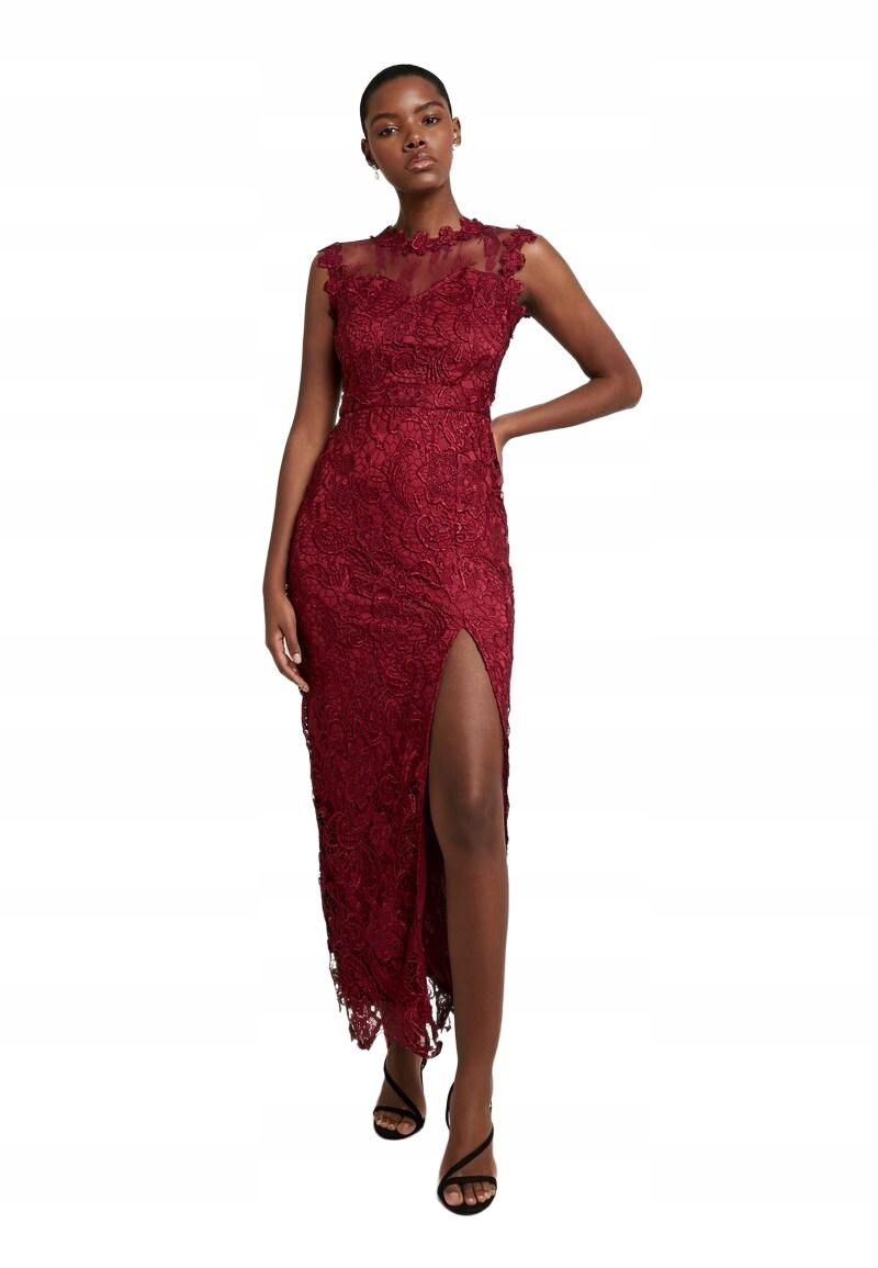 Forever Unique Šaty Maxi Bordó Krajka 38 M Rzm M