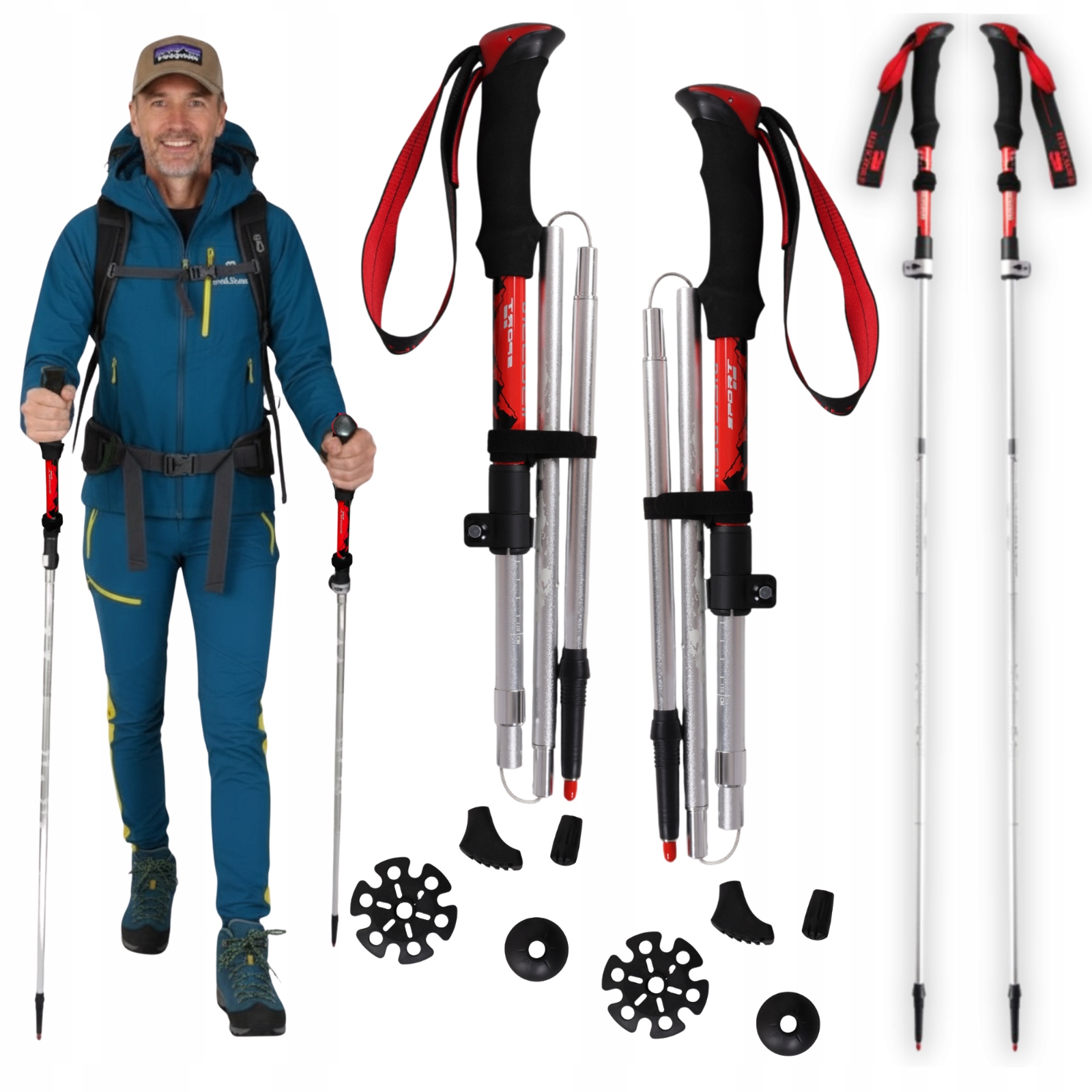 Trekingové Hole Nordic Walking Skládací Hole Lehké Pro Chůzi Hory 2x
