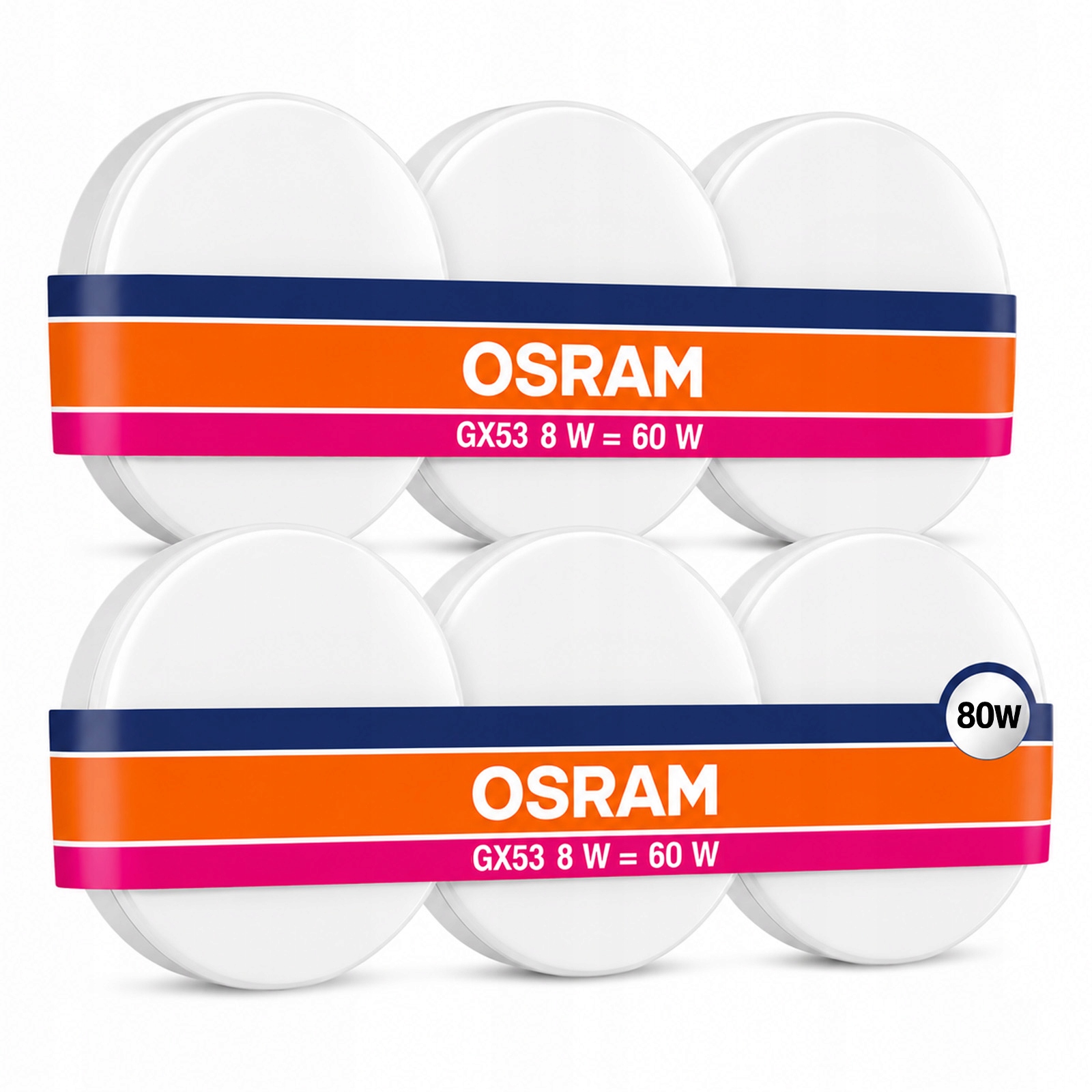 6x Żarówka Led GX53 Reflektor 8W 60W 800lm 2700K Ciepła 120° Value Osram