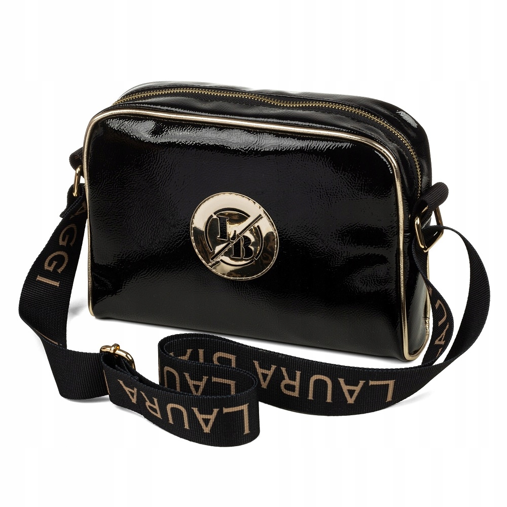 Laura Biaggi Polska Torebka Damska Listonoszka Na Ramię Czarna Skóra Eko