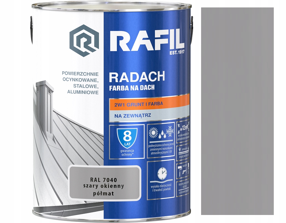 Rafil Farba Na Dach Szary Okienny Półmat 7040 5L