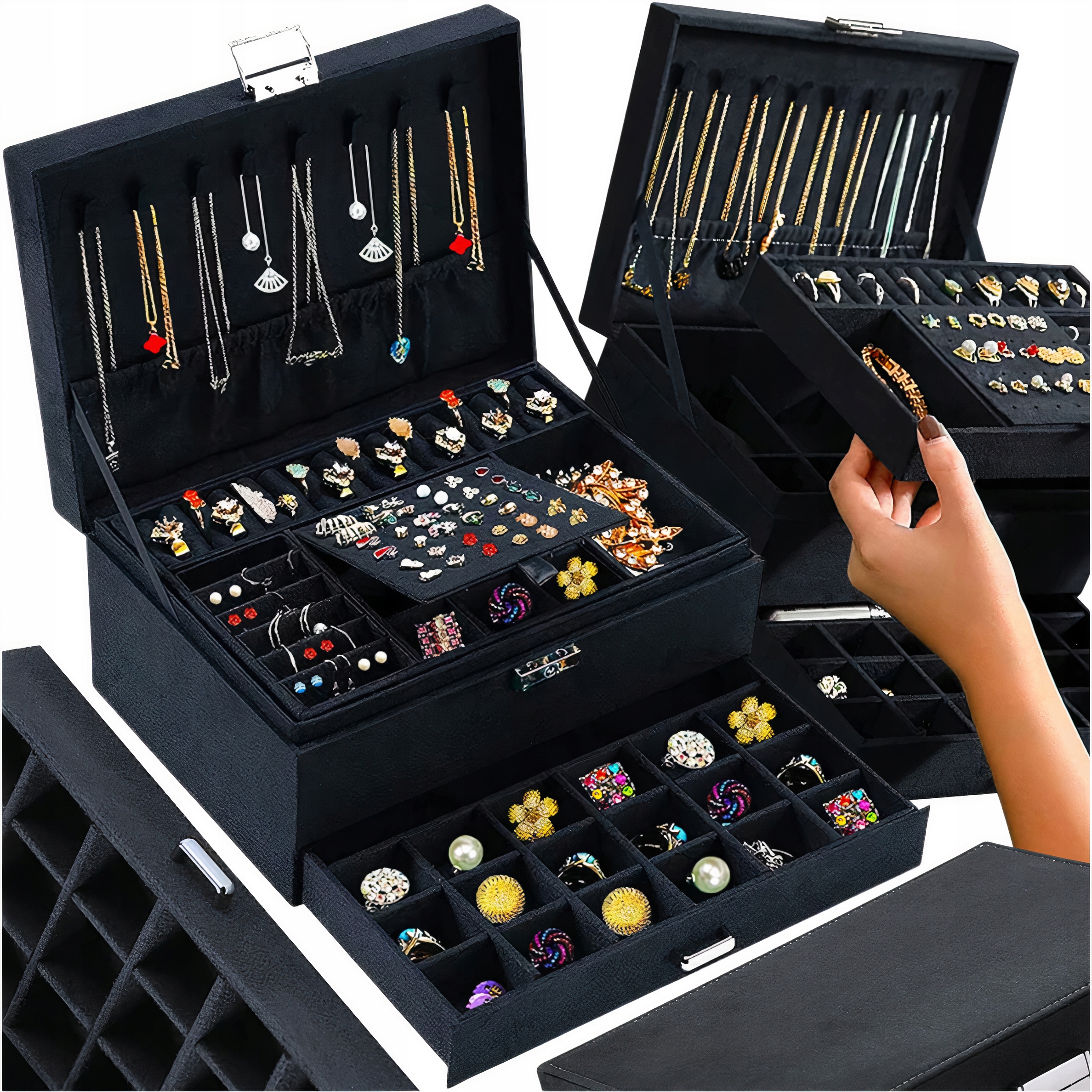 

Szkatułka Na Biżuterię Kuferek Organizer Czarny