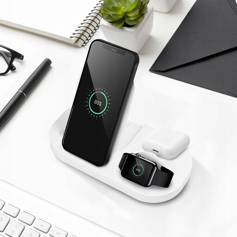 Ładowarka indukcyjna Qi 3w1 15W bezprzewodowa do telefonu smartwatcha TWS Marka SmartGuard