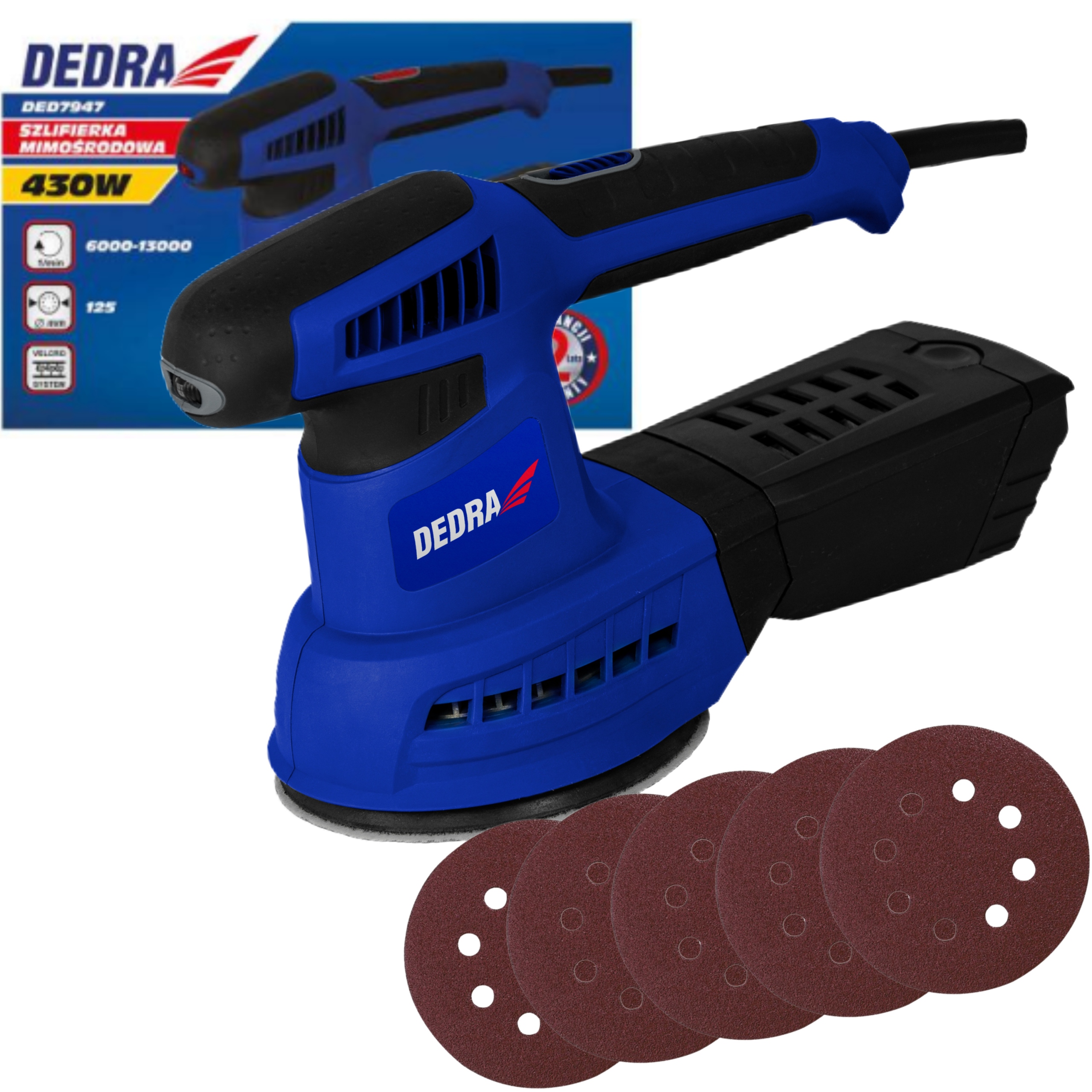 

Dedra DED7947 Szlifierka Mimośrodowa 430W 125mm